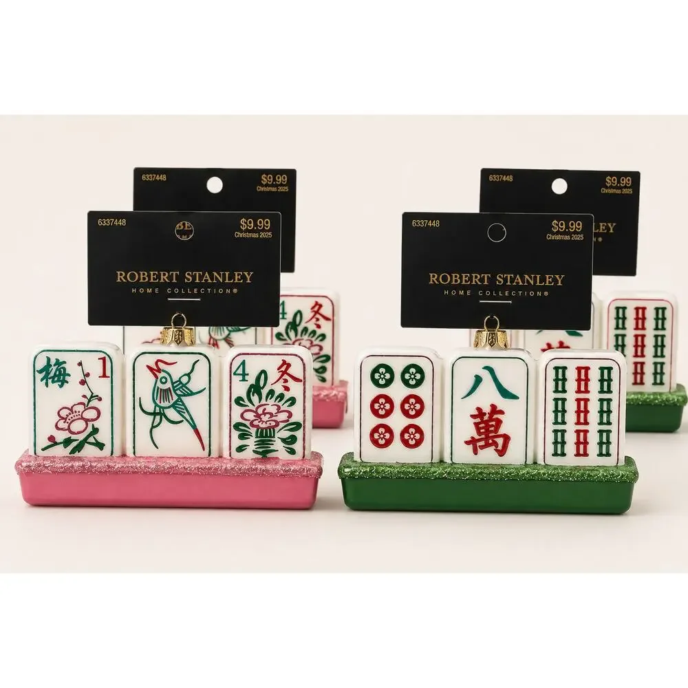 Robert Stanley Mahjong Christmas Ornaments Set 4 NWT